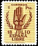 Spain - 1938 - National Uprising - 1 Ptas - Brown And Yellow - Spain, Lift - Edifil 854 - II National Uprising Anniversary - 0